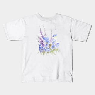 blue nigella flower arrangement ink and watercolor Kids T-Shirt